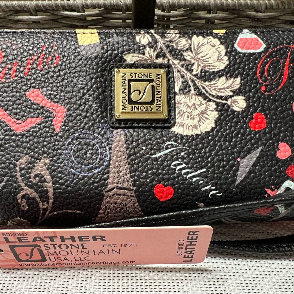 Stone Mountain Bonded Leather Paris Double Zip Wristlet